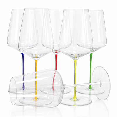 Universal Premium Wine Glass 540ml Color Stem Mix Color (Box of 6)